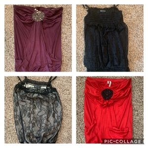Lot of four XS tops, two Wet Seal brand